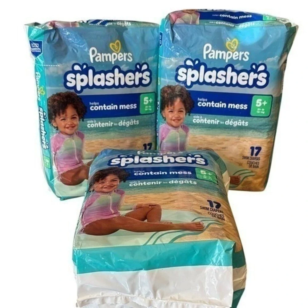 Pampers Splashers Swim Diapers SZ 5+, 51 Total Disposable NIP